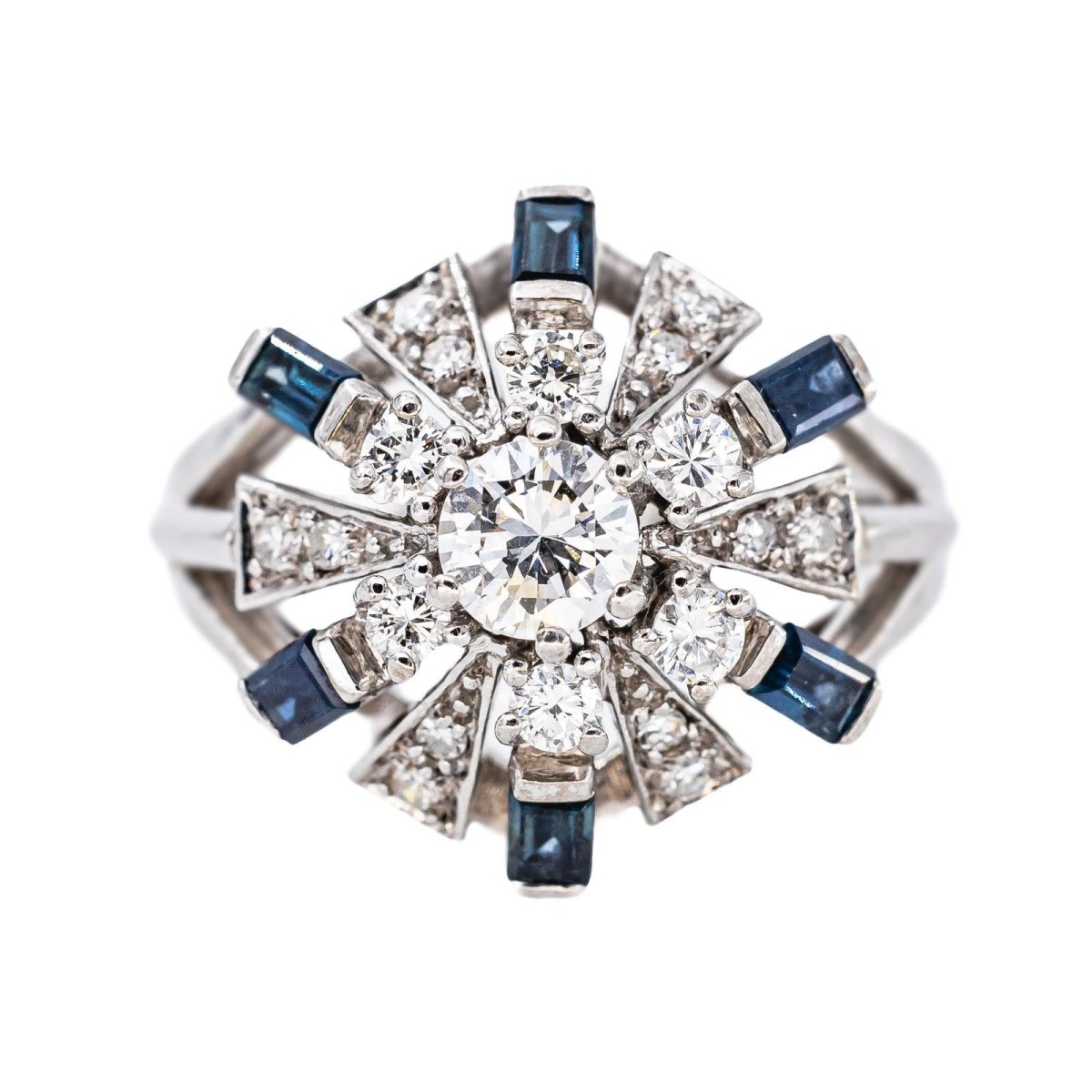 Bague Pavée en or blanc, saphirs et diamants - Castafiore