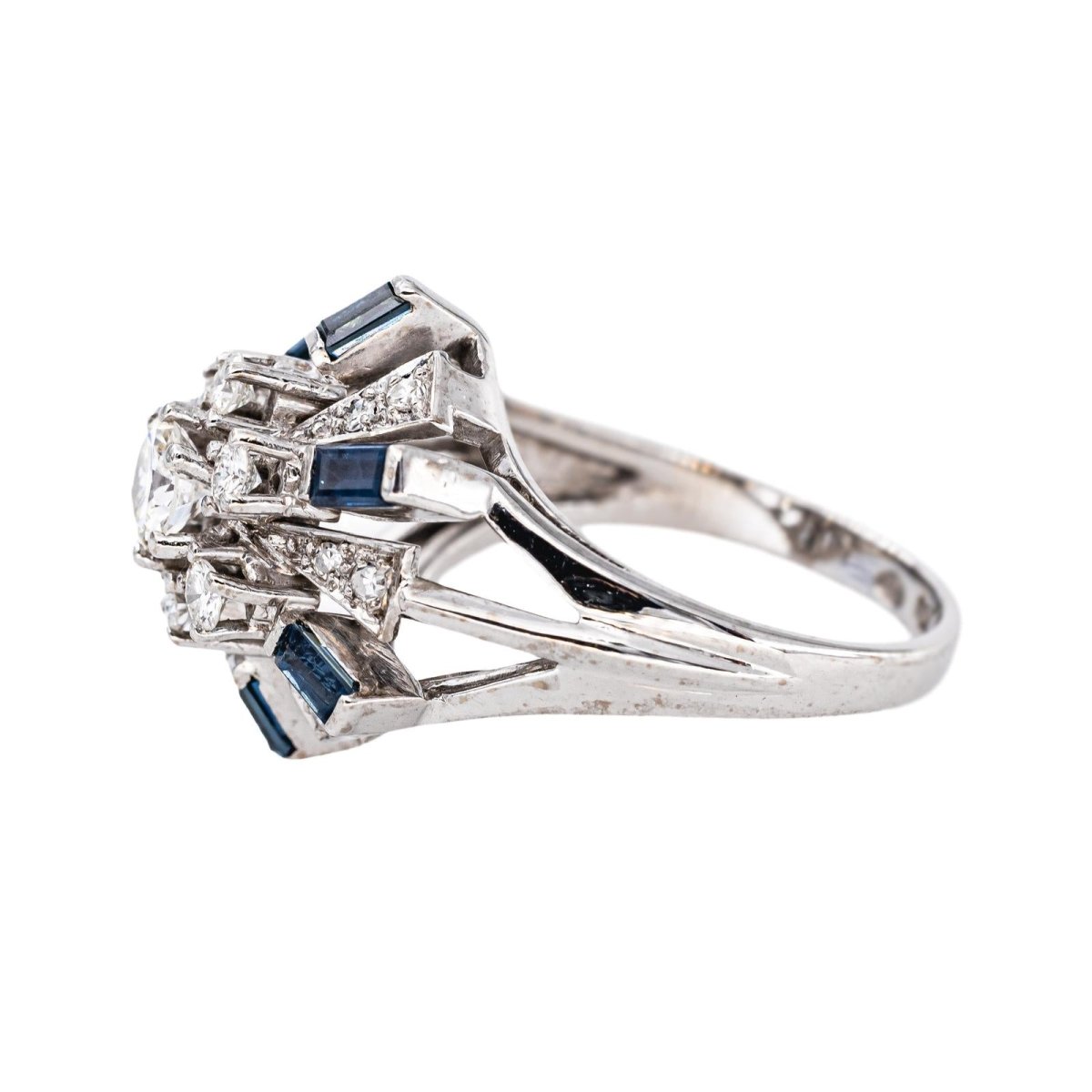 Bague Pavée en or blanc, saphirs et diamants - Castafiore
