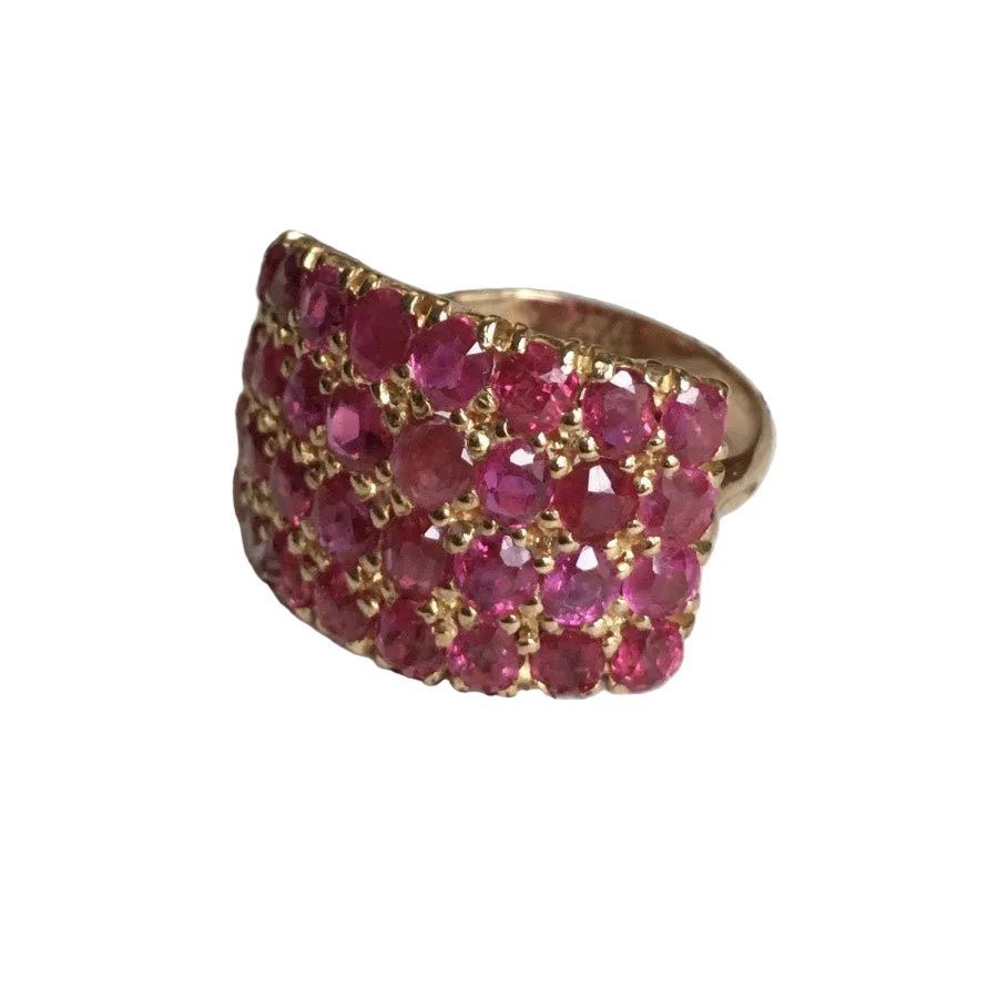 Bague Pavée en or jaune et rubis - Castafiore