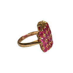 Bague Pavée en or jaune et rubis - Castafiore
