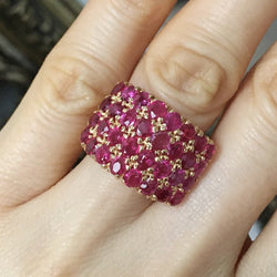 Bague Pavée en or jaune et rubis - Castafiore