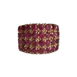 Bague Pavée en or jaune et rubis - Castafiore