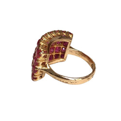 Bague Pavée en or jaune et rubis - Castafiore