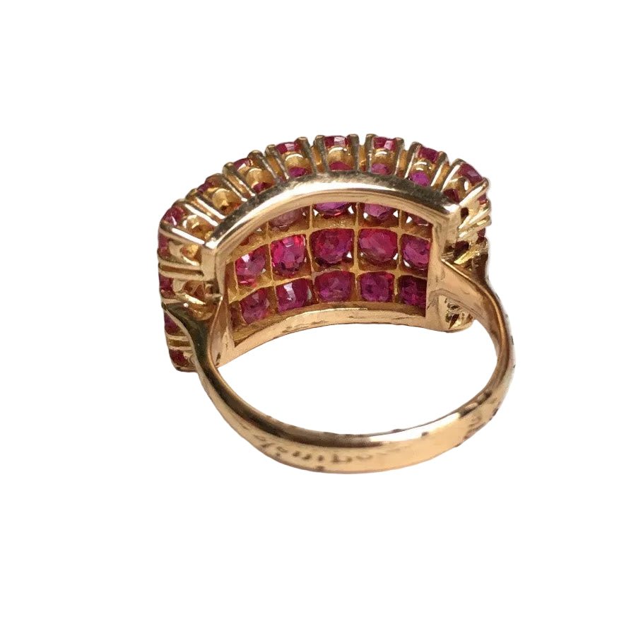 Bague Pavée en or jaune et rubis - Castafiore