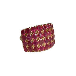 Bague Pavée en or jaune et rubis - Castafiore