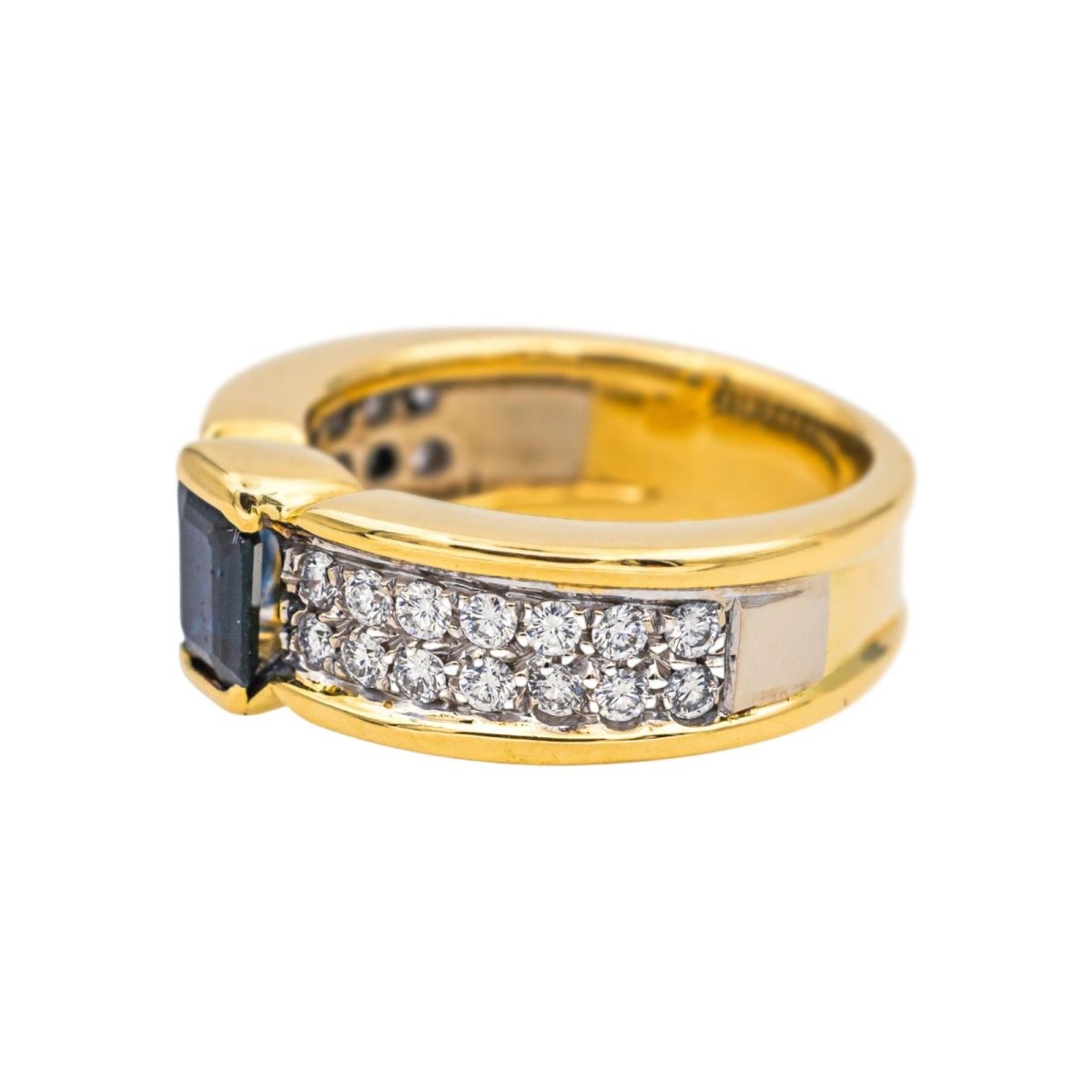 Bague Pavée en or jaune, or blanc, saphir et diamants - Castafiore
