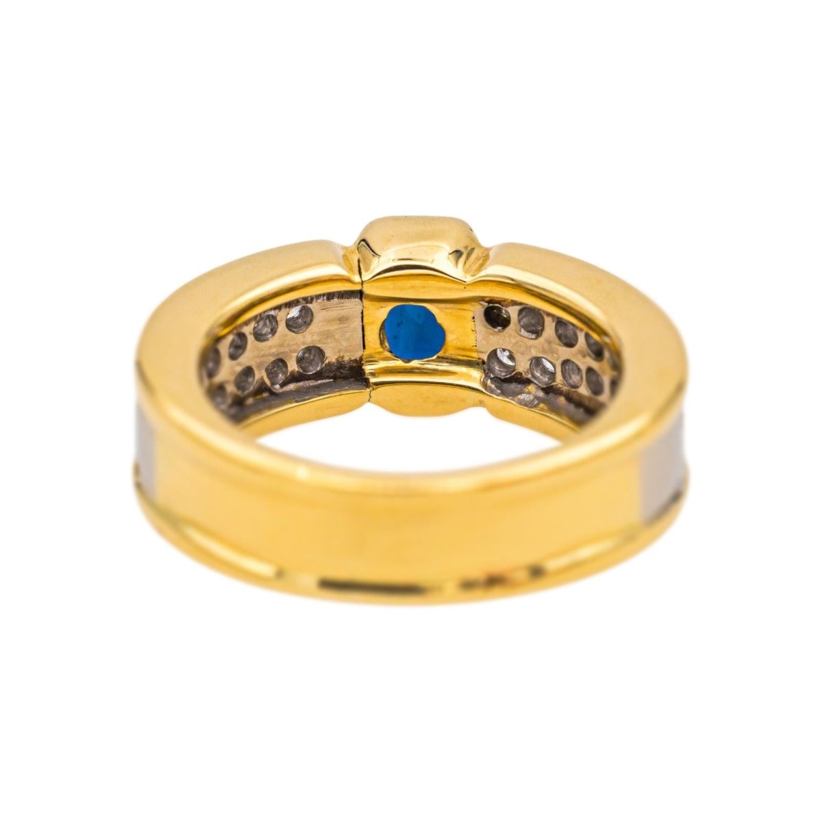 Bague Pavée en or jaune, or blanc, saphir et diamants - Castafiore