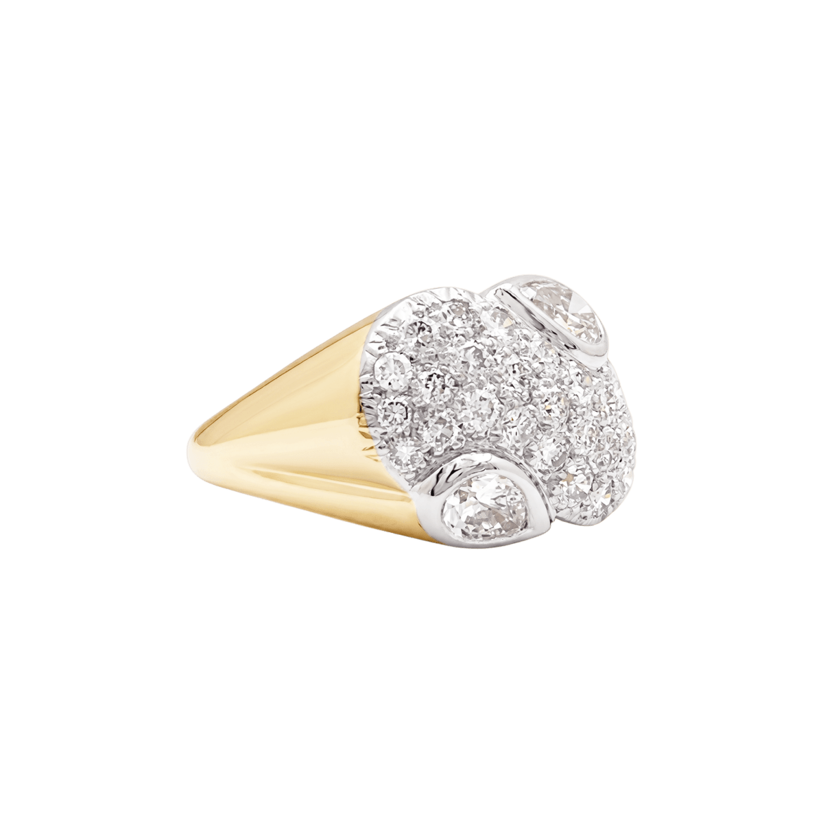 Bague Pavée en or jaune, platine et diamants - Castafiore