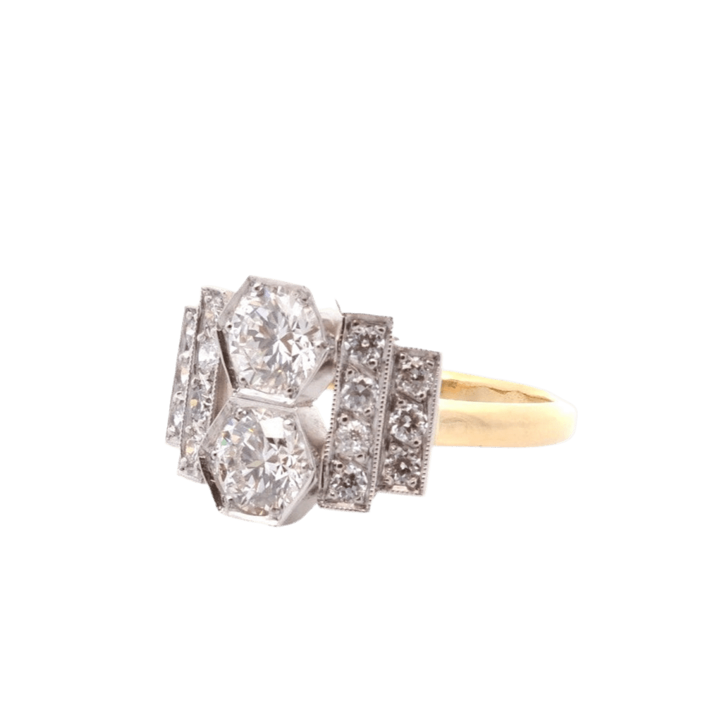 Bague Pavée en or jaune, platine et diamants - Castafiore