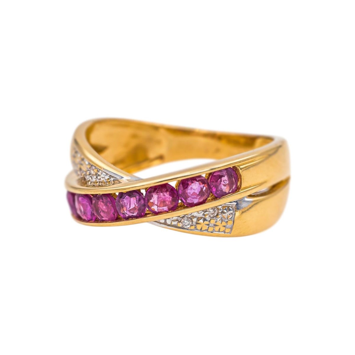 Bague Pavée en or jaune, rubis et diamants - Castafiore