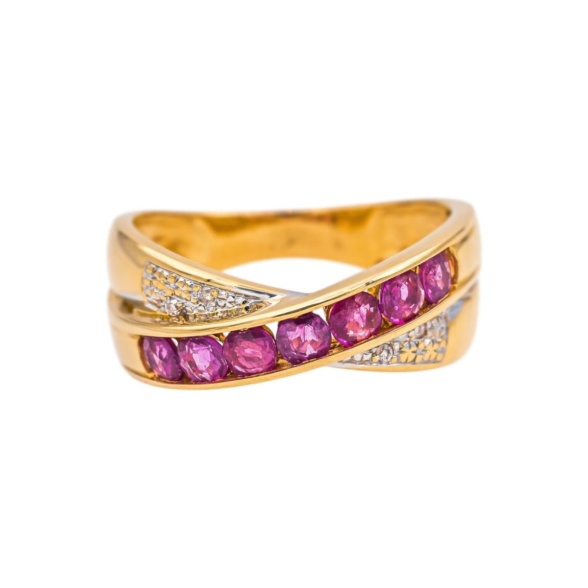 Bague Pavée en or jaune, rubis et diamants - Castafiore