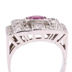 Bague Pavée en platine, rubis et diamants - Castafiore