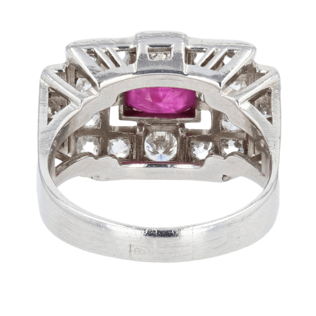Bague Pavée en platine, rubis et diamants - Castafiore
