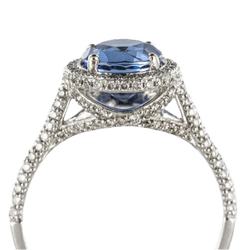 Bague Pavée en platine, saphir et diamants - Castafiore