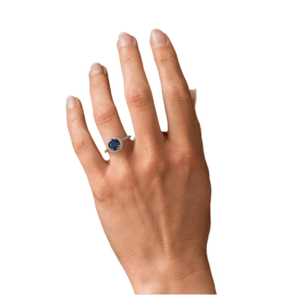 Bague Pavée en platine, saphir et diamants - Castafiore