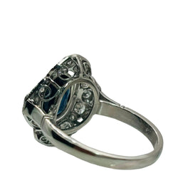 Bague Pavée en platine, saphir et diamants - Castafiore
