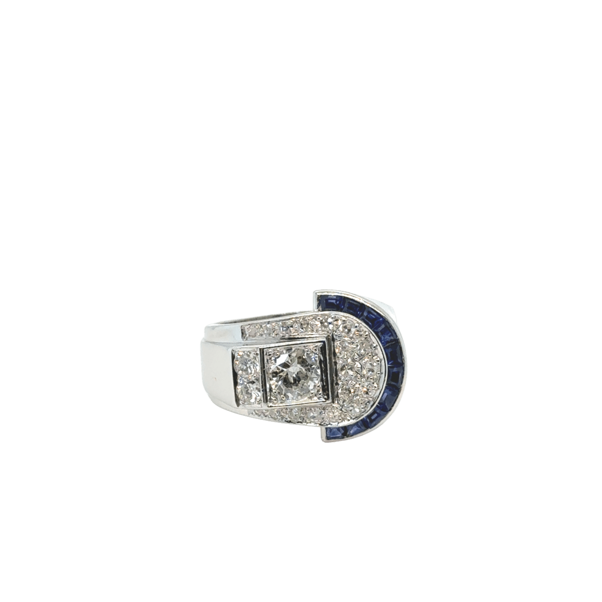 Bague Pavée en platine, saphirs et diamants - Castafiore