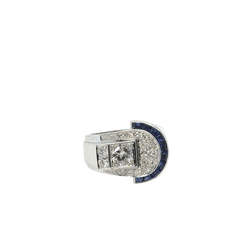 Bague Pavée en platine, saphirs et diamants - Castafiore