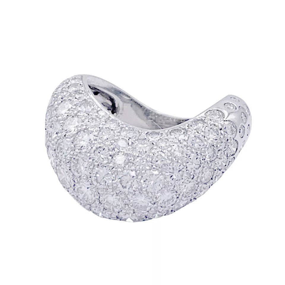 Bague Pavée FRED,"Mouvementée", or blanc, diamants - Castafiore