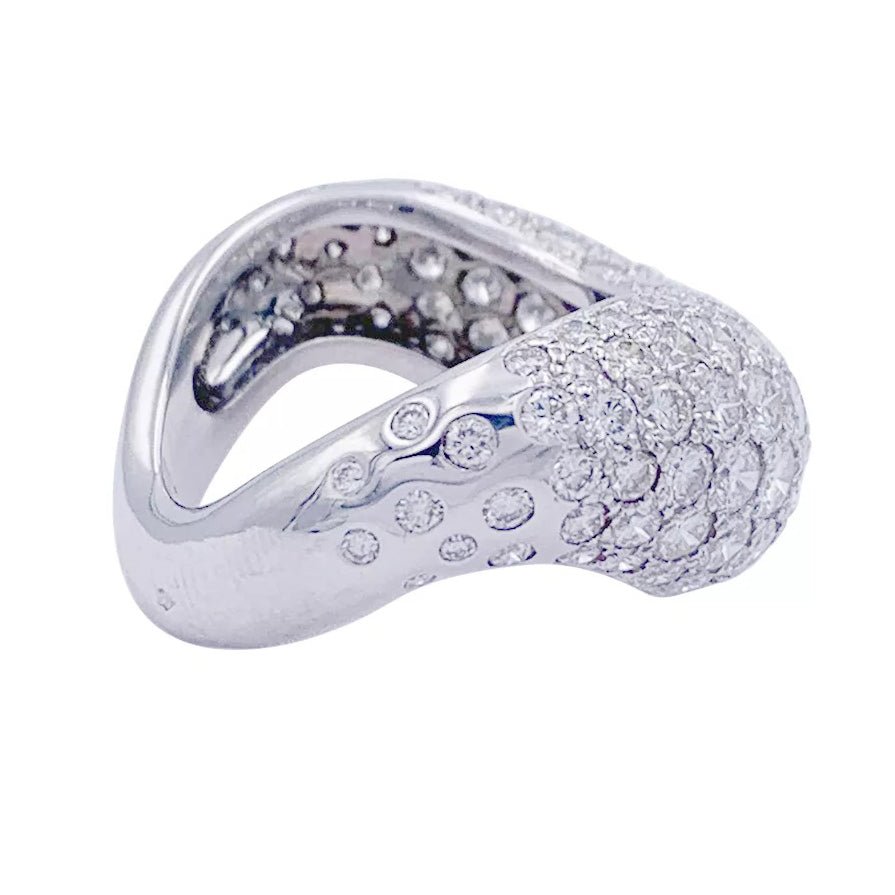 Bague Pavée FRED,"Mouvementée", or blanc, diamants - Castafiore