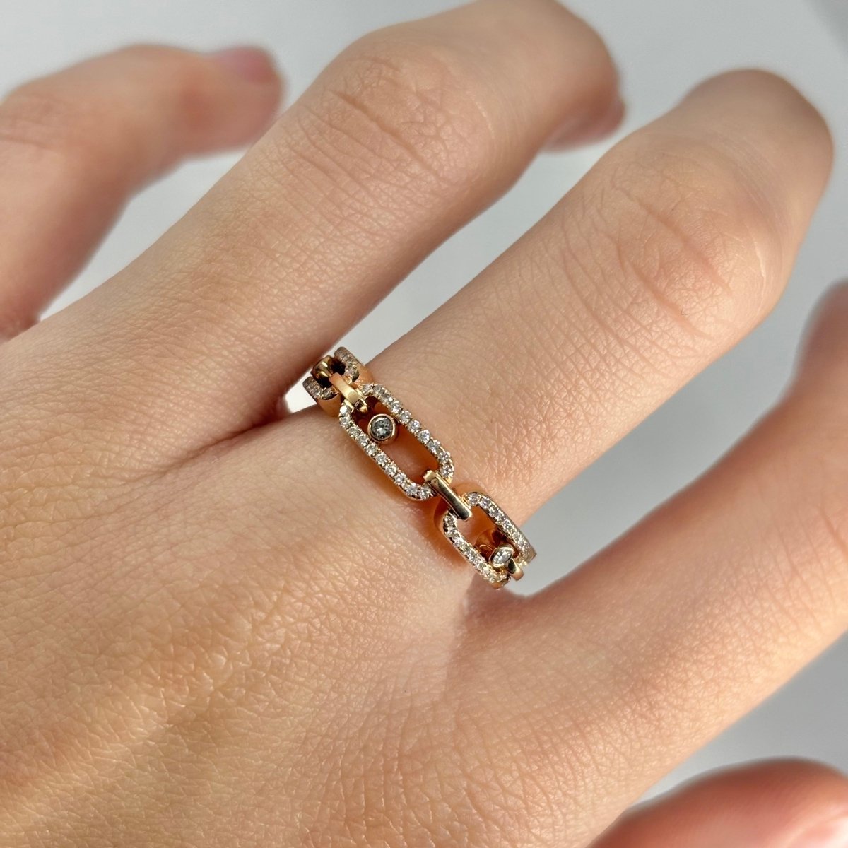 Bague Pavée MESSIKA "Move Link" en or rose et diamants - Castafiore