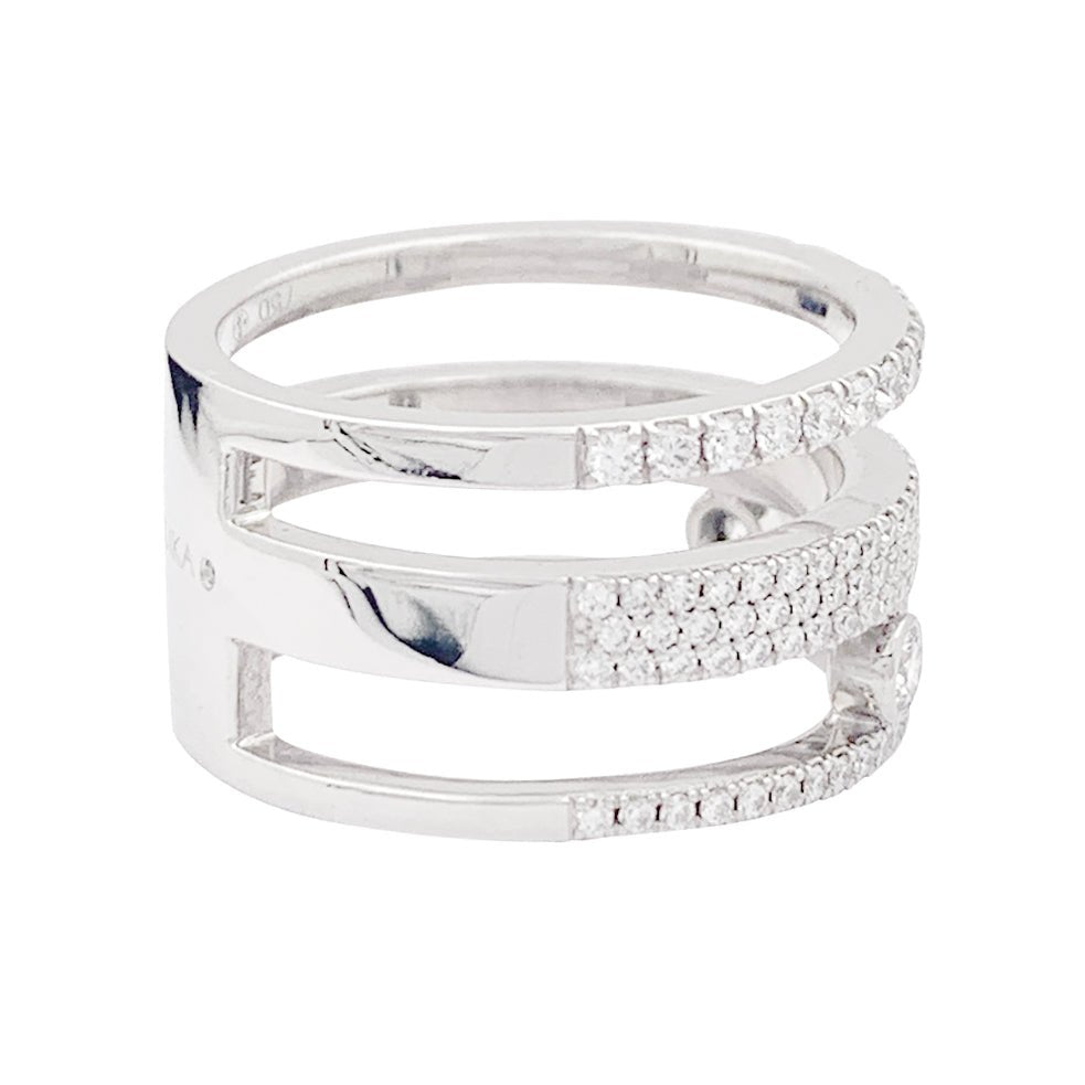Bague Pavée MESSIKA "Move Romane" en or blanc et diamants - Castafiore