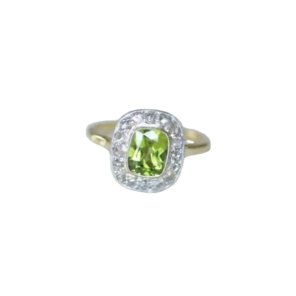 Bague péridot entourage diamants - Castafiore