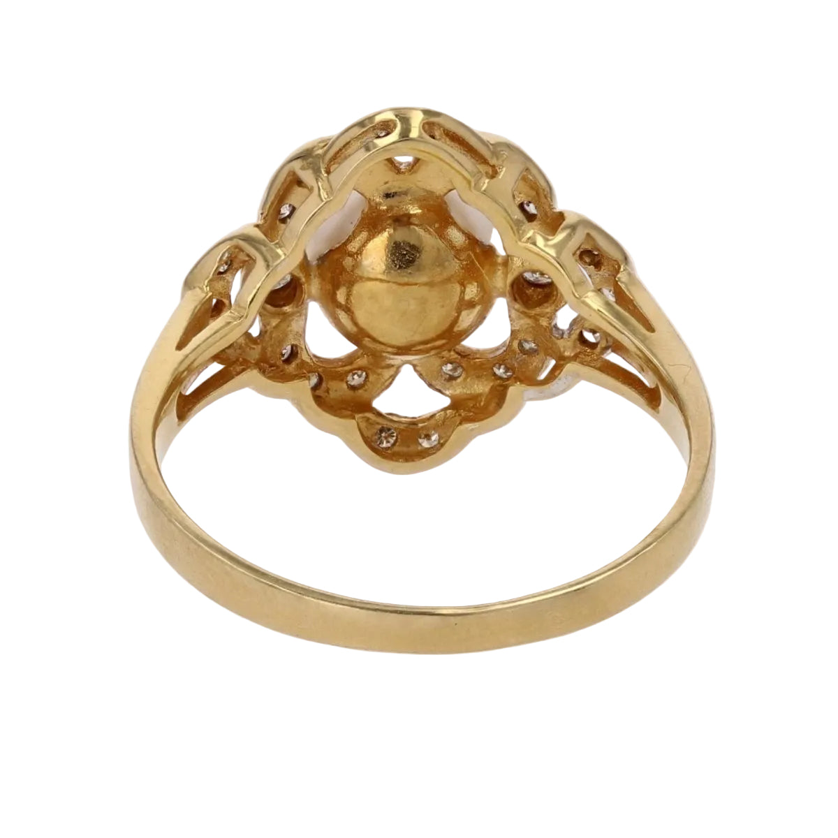 Bague perle de culture Akoya et sa monture ajourée et diamantée - Castafiore