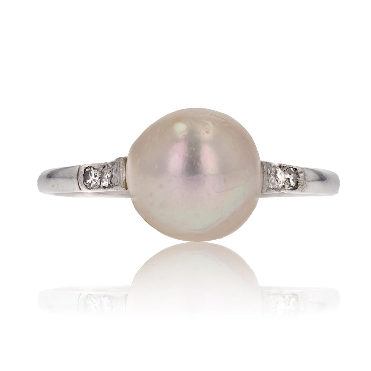 Bague perle de culture et diamants ancienne - Castafiore