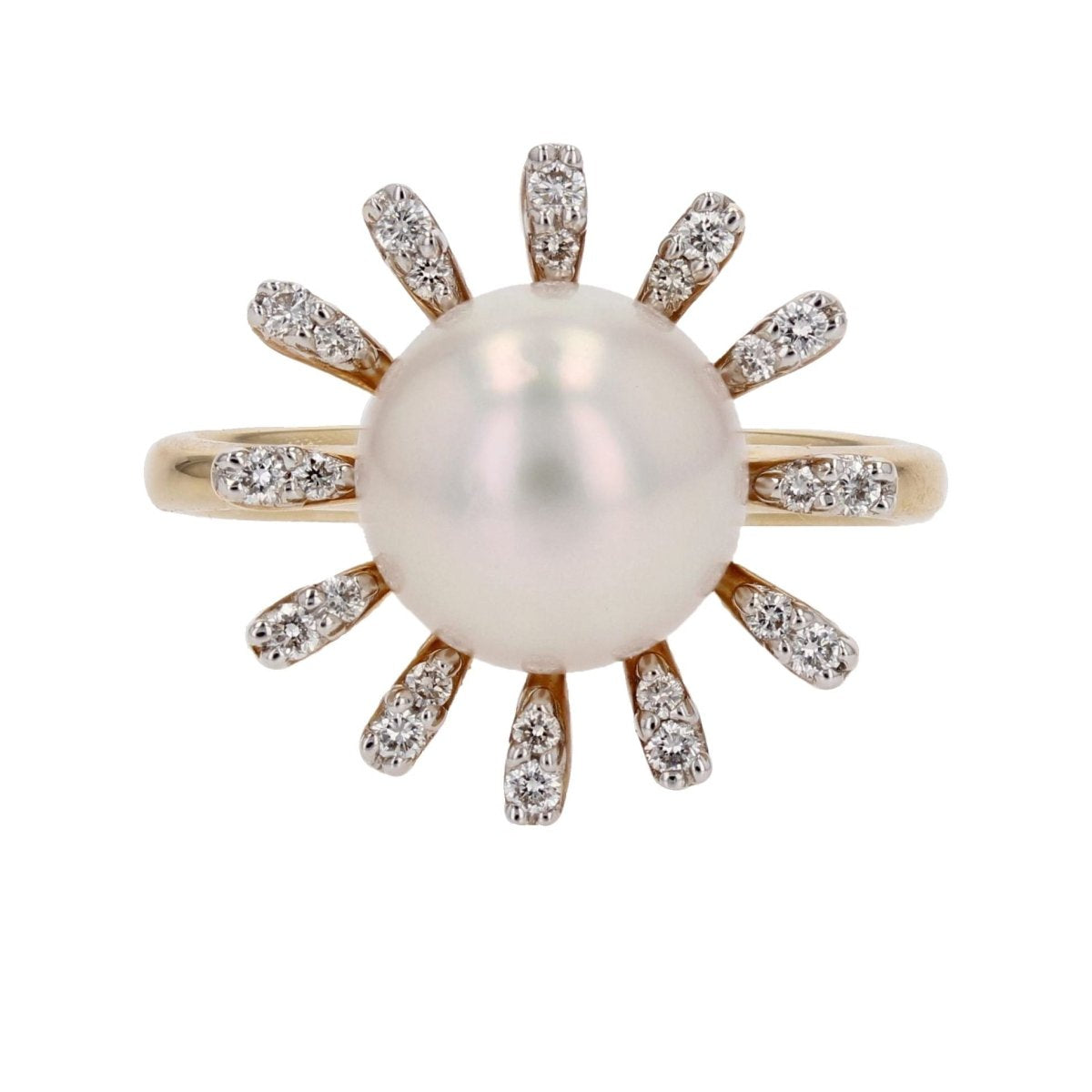 Bague perle de cutlure Akoya et diamants flocon - Castafiore