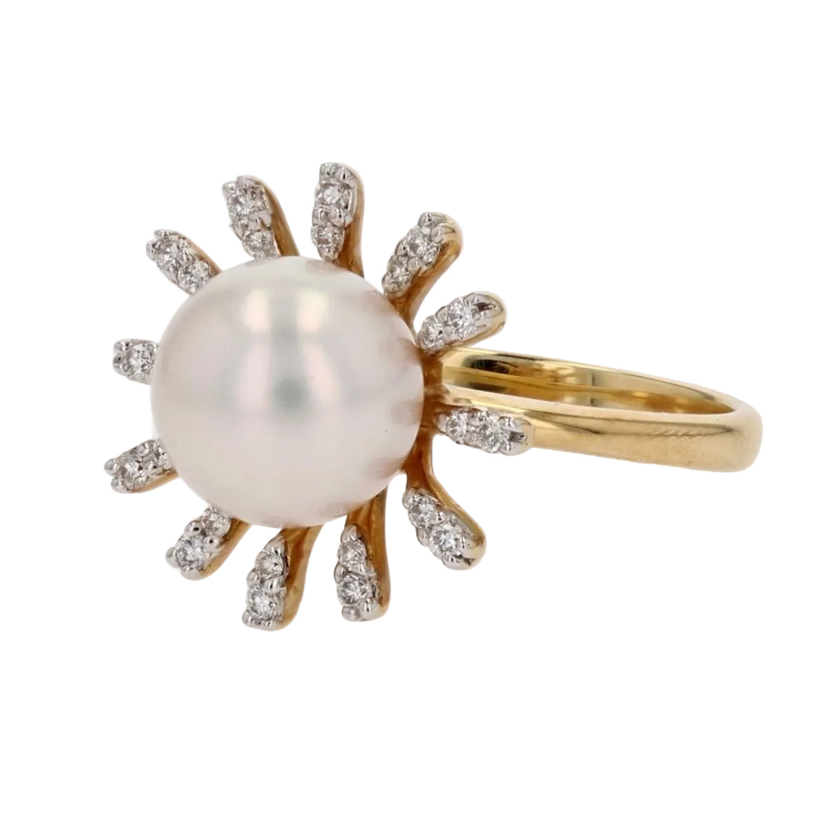 Bague perle de cutlure Akoya et diamants flocon - Castafiore