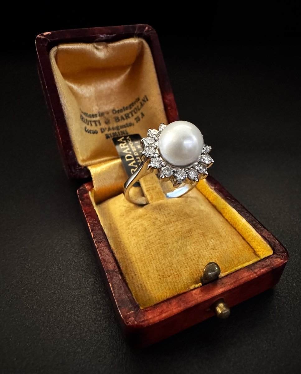 Bague perle et diamants en or - Castafiore