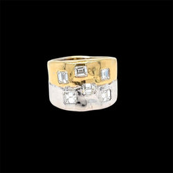 Bague Pharaon en or jaune et blanc avec diamant taille émeraude - Castafiore