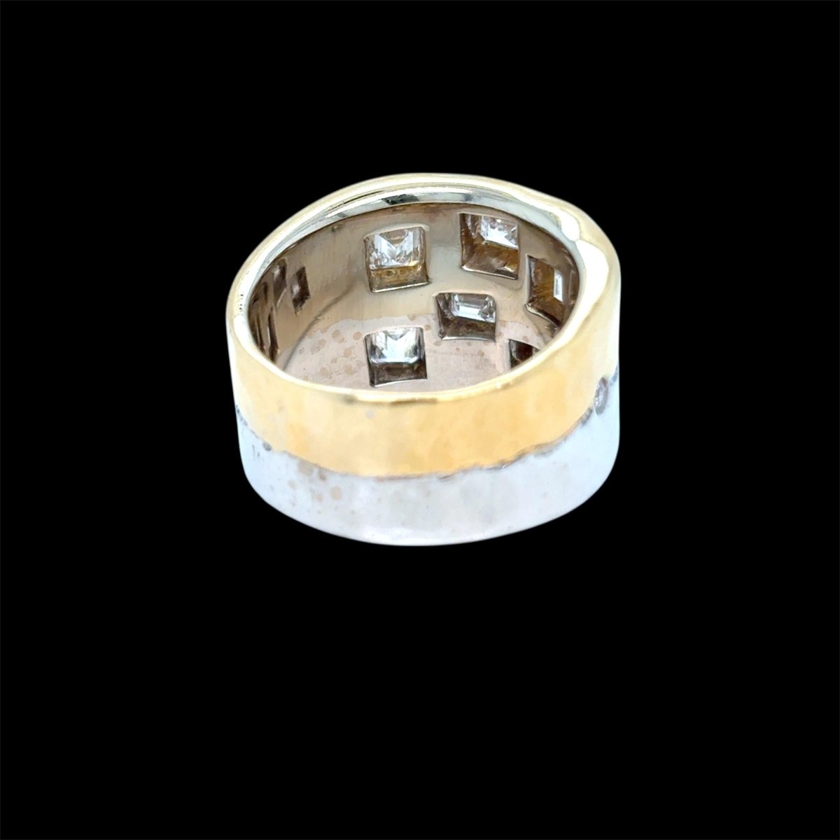 Bague Pharaon en or jaune et blanc avec diamant taille émeraude - Castafiore