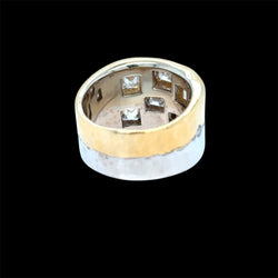 Bague Pharaon en or jaune et blanc avec diamant taille émeraude - Castafiore