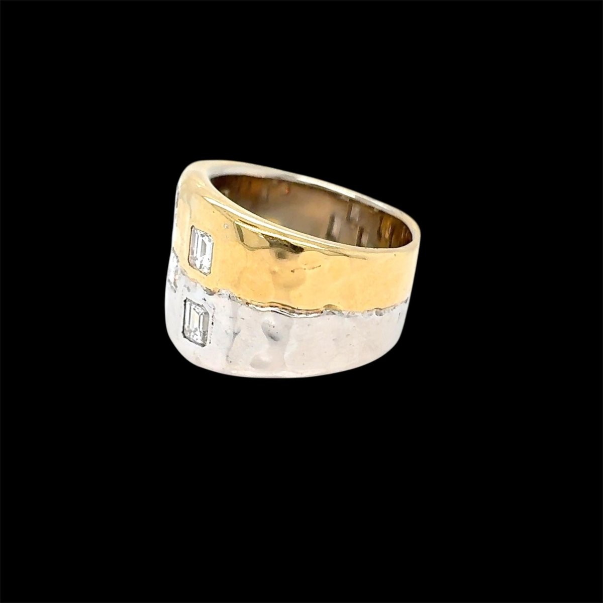Bague Pharaon en or jaune et blanc avec diamant taille émeraude - Castafiore
