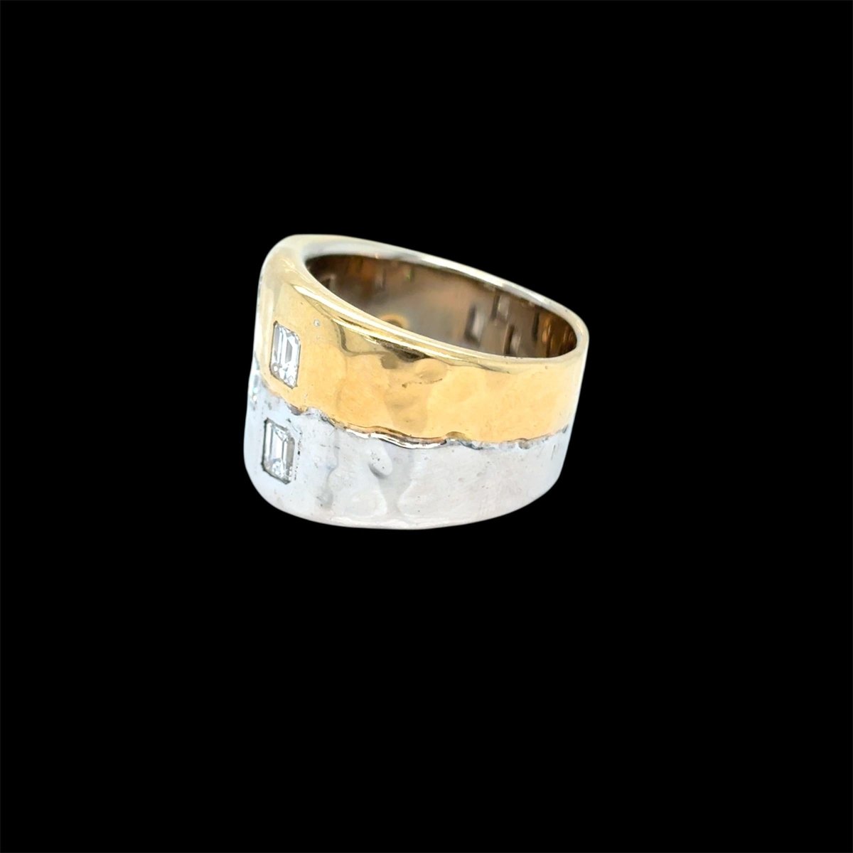 Bague Pharaon en or jaune et blanc avec diamant taille émeraude - Castafiore