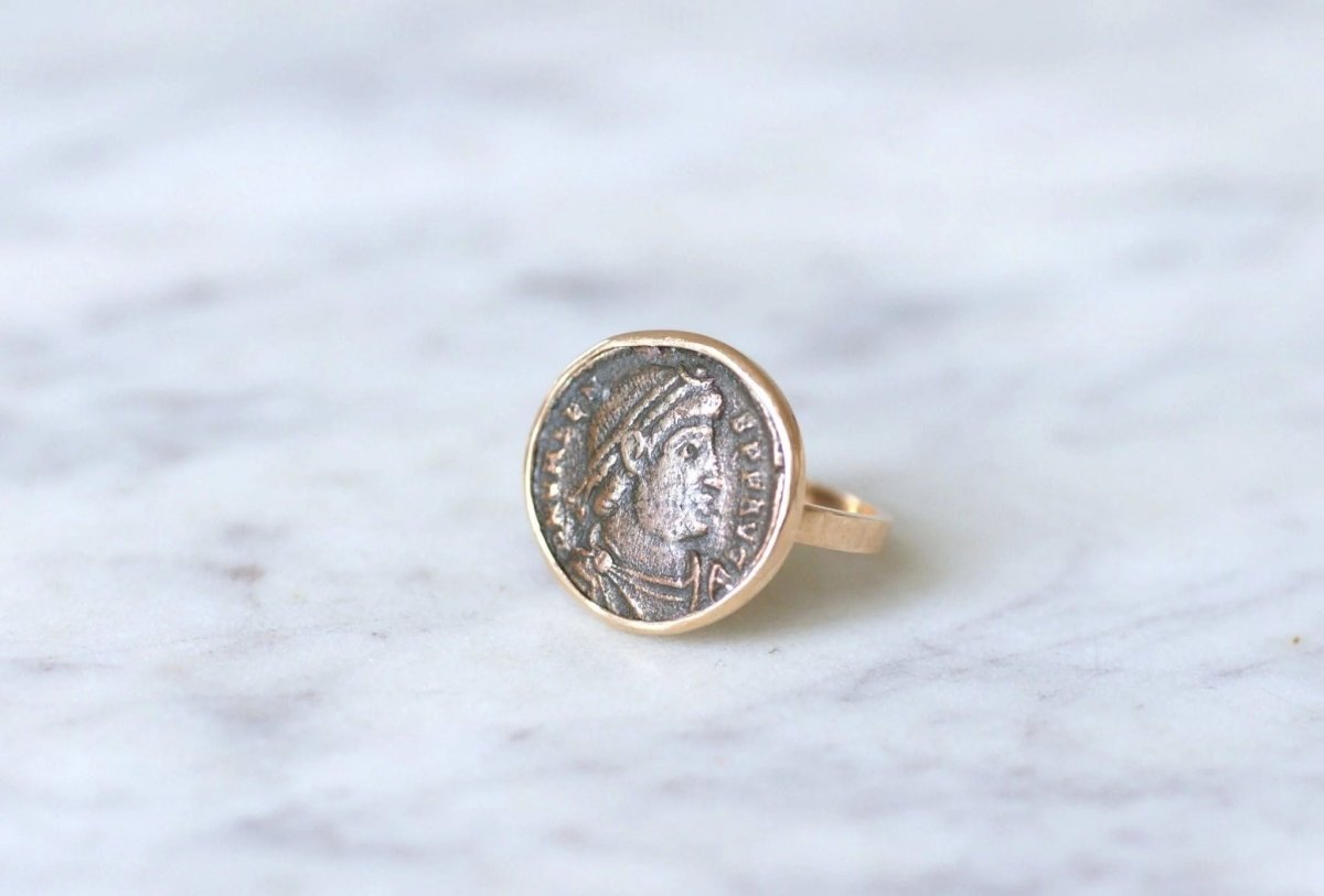 Bague pièce romaine Flavius Valens - Castafiore