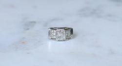 Bague Plans Art Deco Escalier Diamants sur Platine - Castafiore