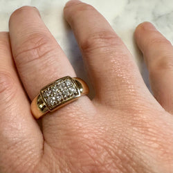 Bague plateau en or jaune et diamant - Castafiore