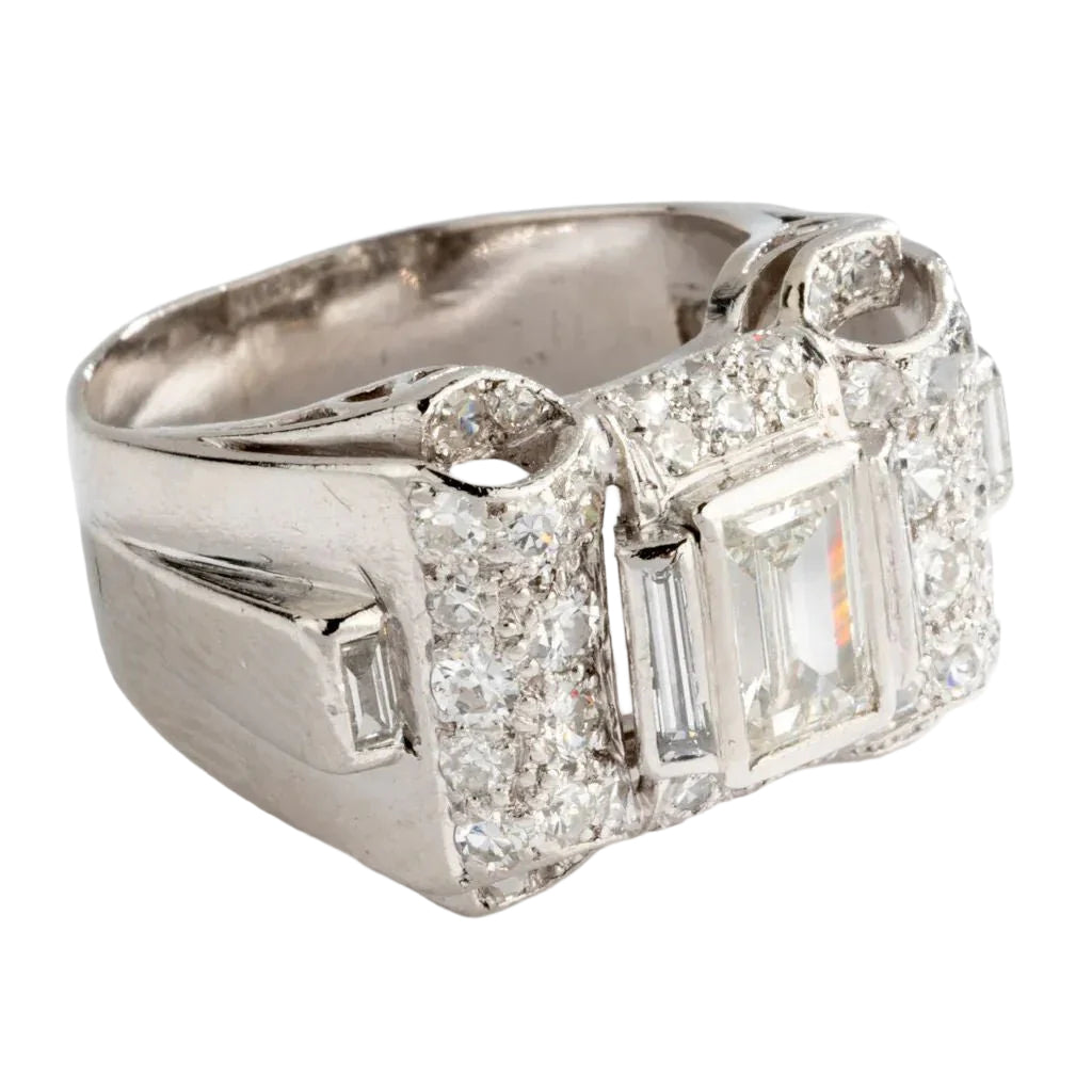 Bague platine et diamant Art Déco - Castafiore
