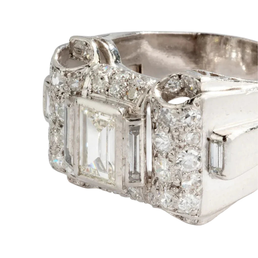 Bague platine et diamant Art Déco - Castafiore