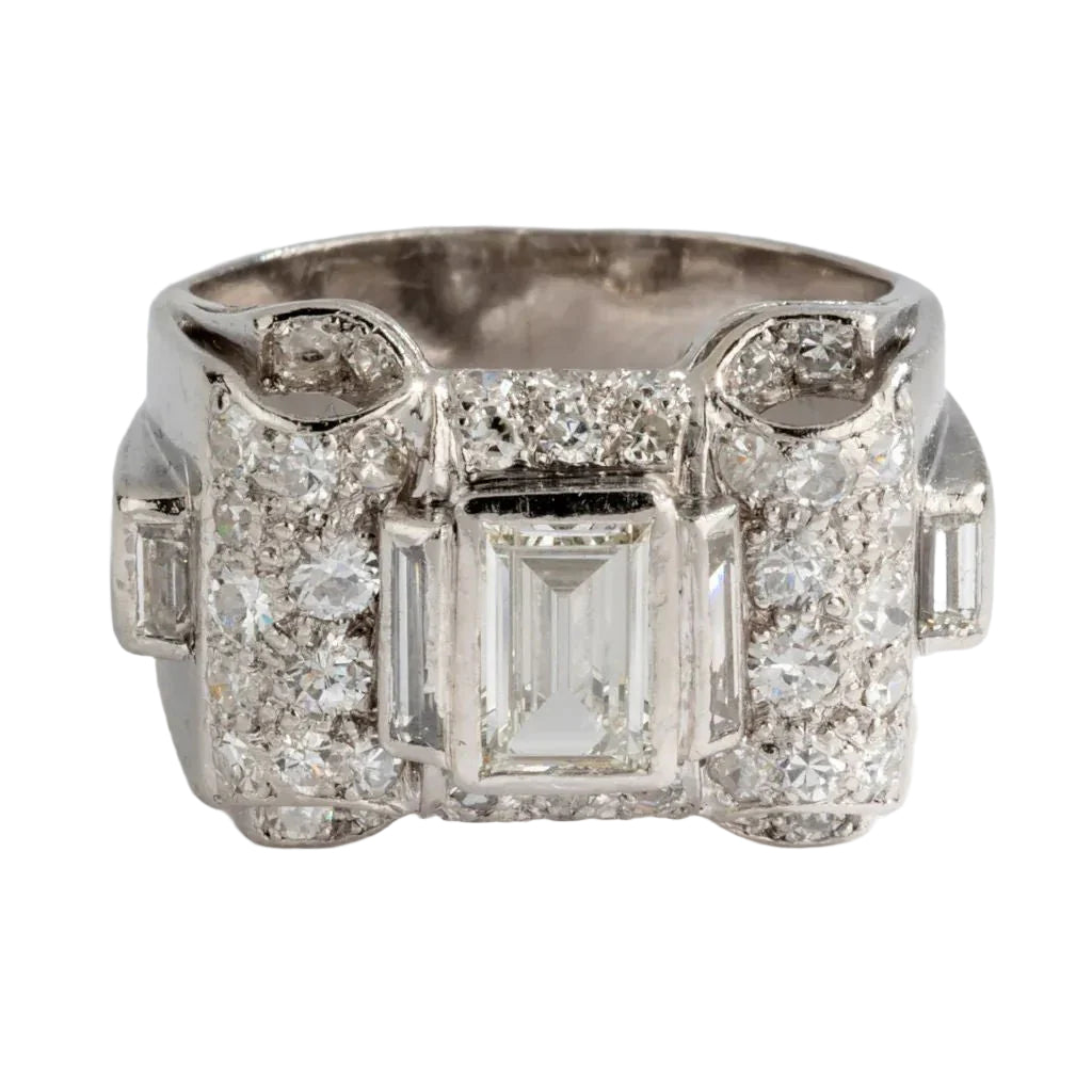 Bague platine et diamant Art Déco - Castafiore