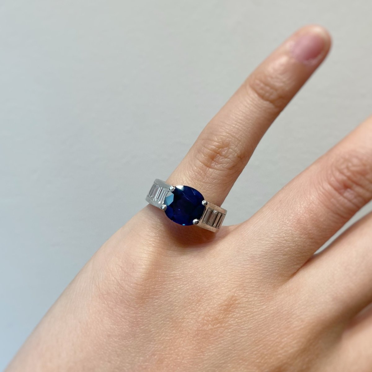 Bague - Platine, Saphir & Diamants