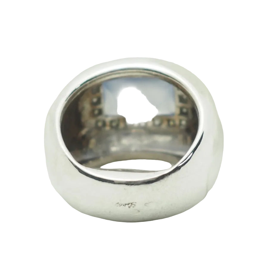 Bague Poiray en or blanc, calcédoine bleue et diamants - Castafiore