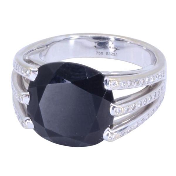 Bague POIRAY, "FIL" en or blanc, onyx et diamant - Castafiore