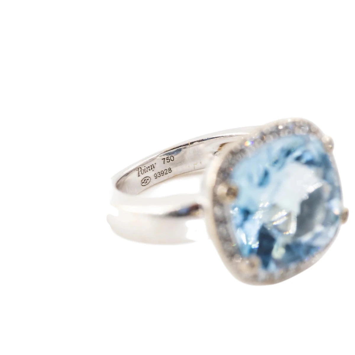 Bague POIRAY "Filles Antik" en or blanc, topaze bleue et diamants - Castafiore
