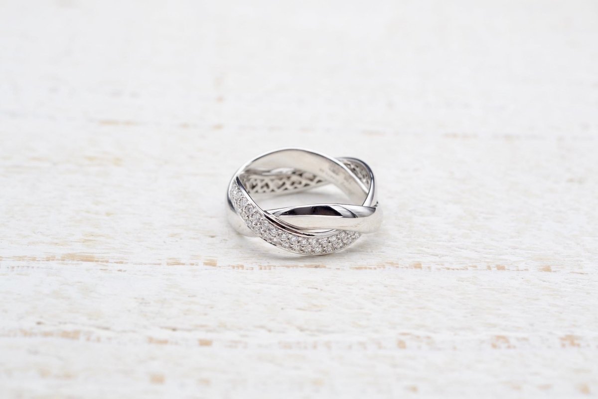 Bague Poiray "Tresse" diamants en or blanc 18k - Castafiore