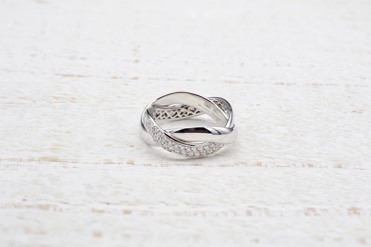 Bague Poiray "Tresse" diamants en or blanc 18k - Castafiore