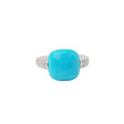 Bague POMELLATIO "Capri" en or blanc, turquoise et diamant - Castafiore